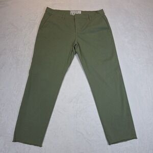 Frank & Eileen Raw Hem Twill Chino Straight Trousers Sage Green Size 10 Casual